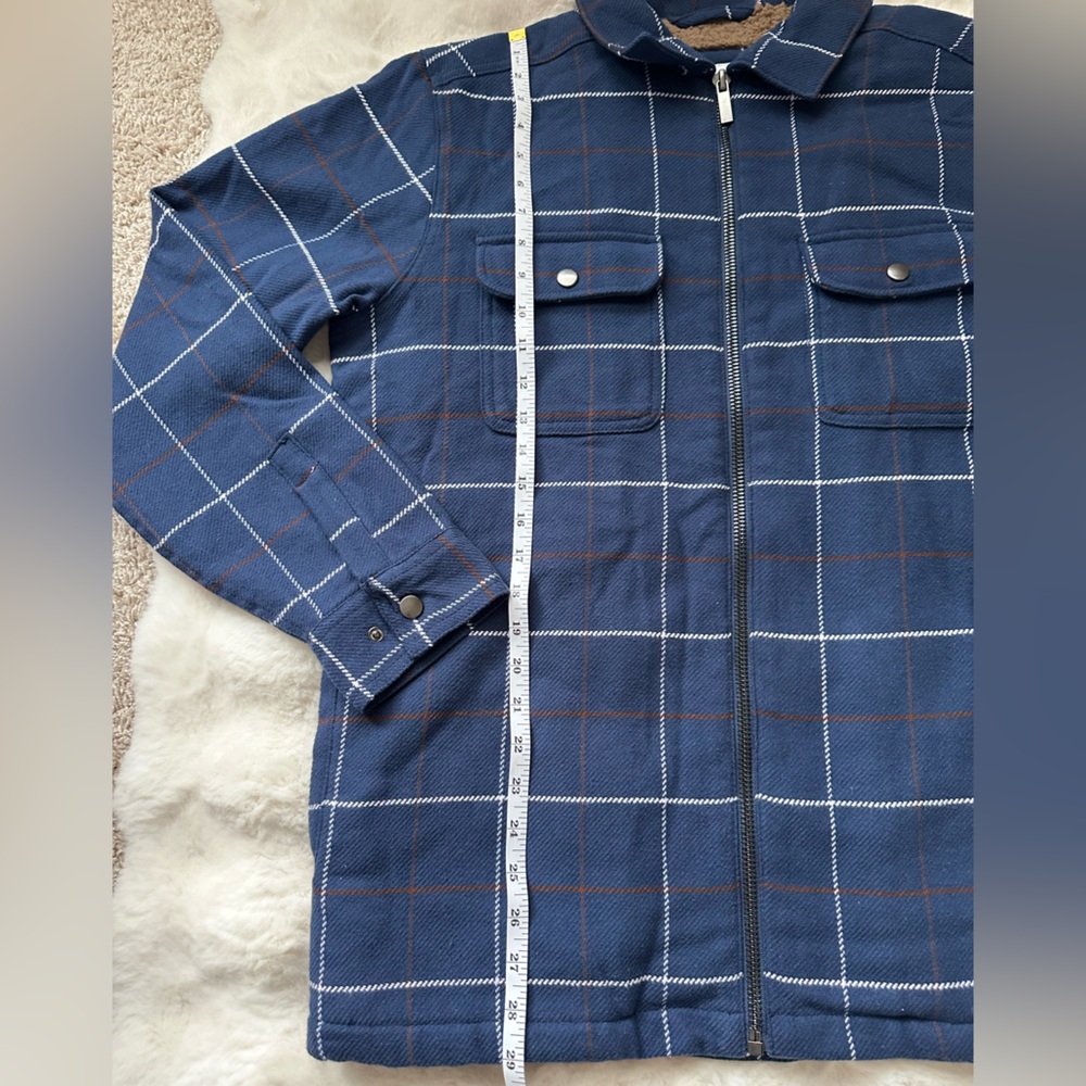 Outdoor William Rast Men's Navy / Blue Plaid Lined Fleece Jacket-M - Picture 10 of 11